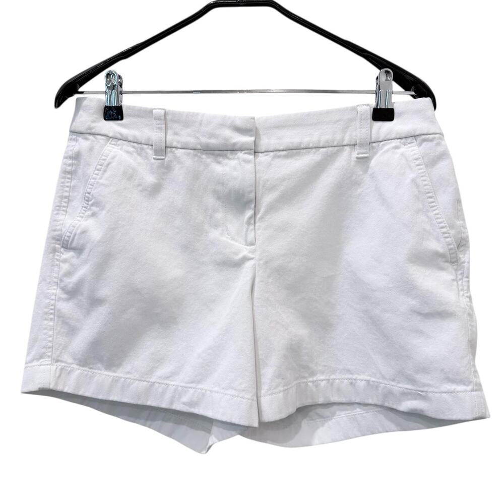 J.CREW Chino Shorts Womens 8 White Twill 3.5 Inseam Flat Front Casual Summer